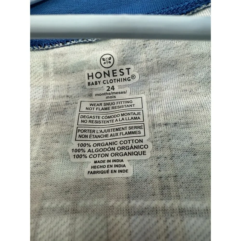 HonestBaby Sleep & Play Footed One-Piece Pajama Sleeper 100% Organic Cotton READ